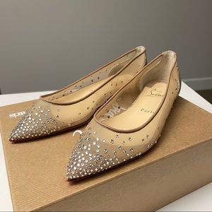 CHRISTIAN LOUBOUTIN Follies Strass Flat Silver 37.5
